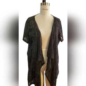 Rendezvous Women's Black Lace Open Kimono Top One Size‎